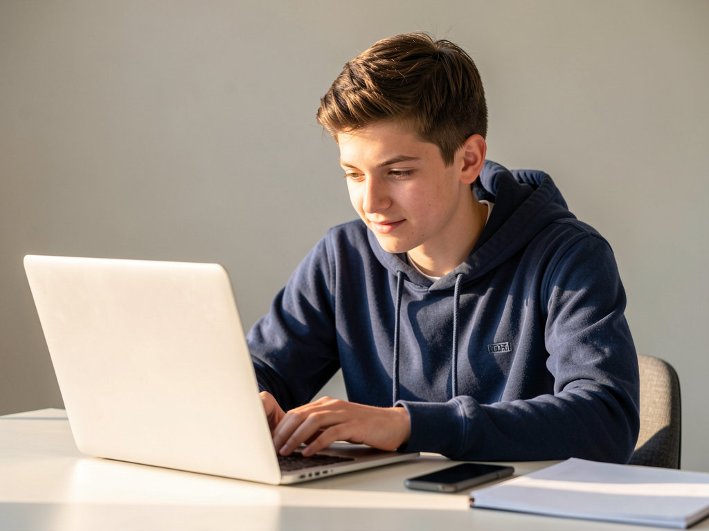Student engaged at laptop
